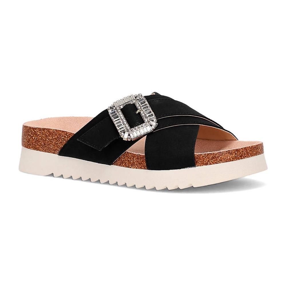 Black crown & ivy slip on sandles with bling detail